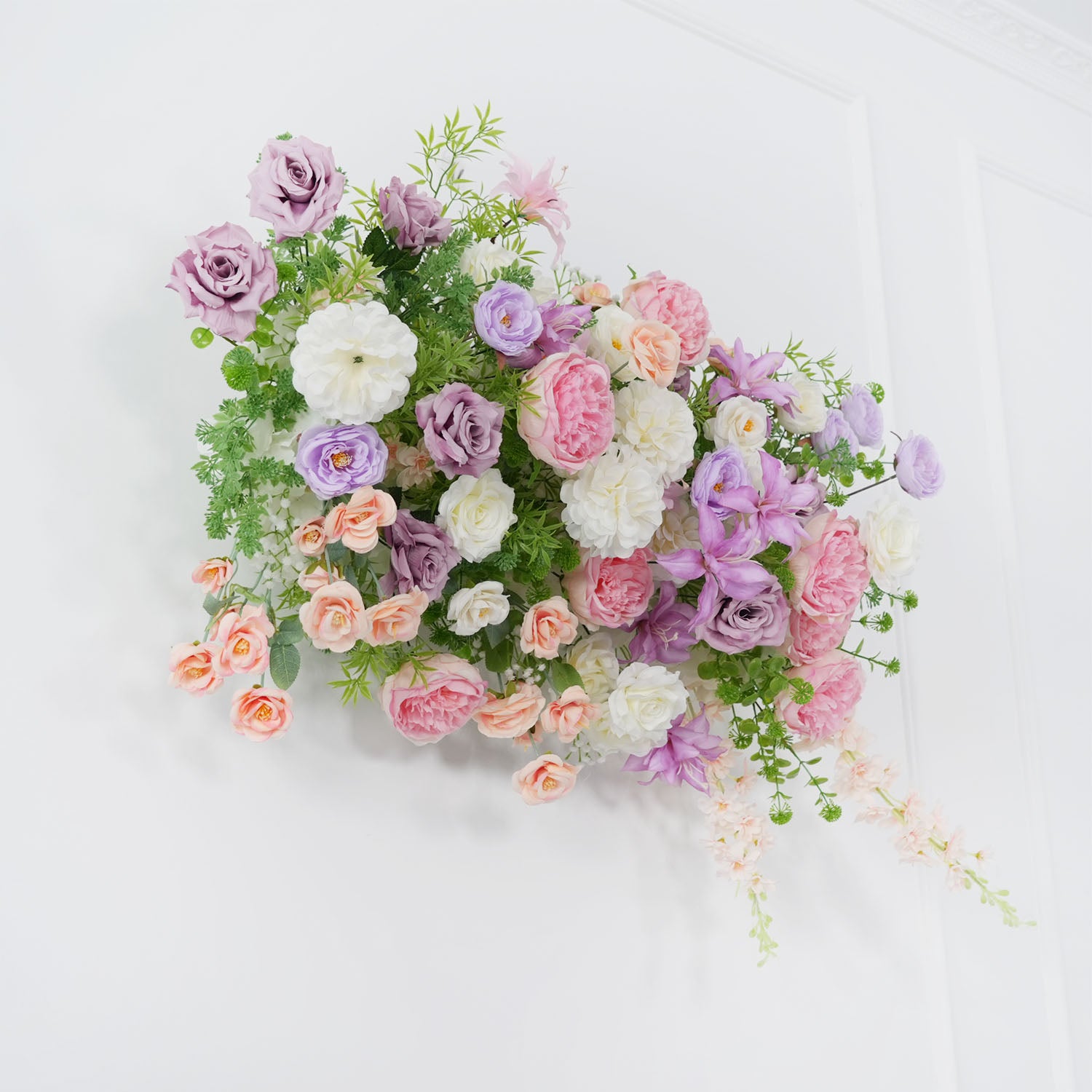 Uflower Artificial Purple Pink Wedding KT Backdrop Flower Row Decor